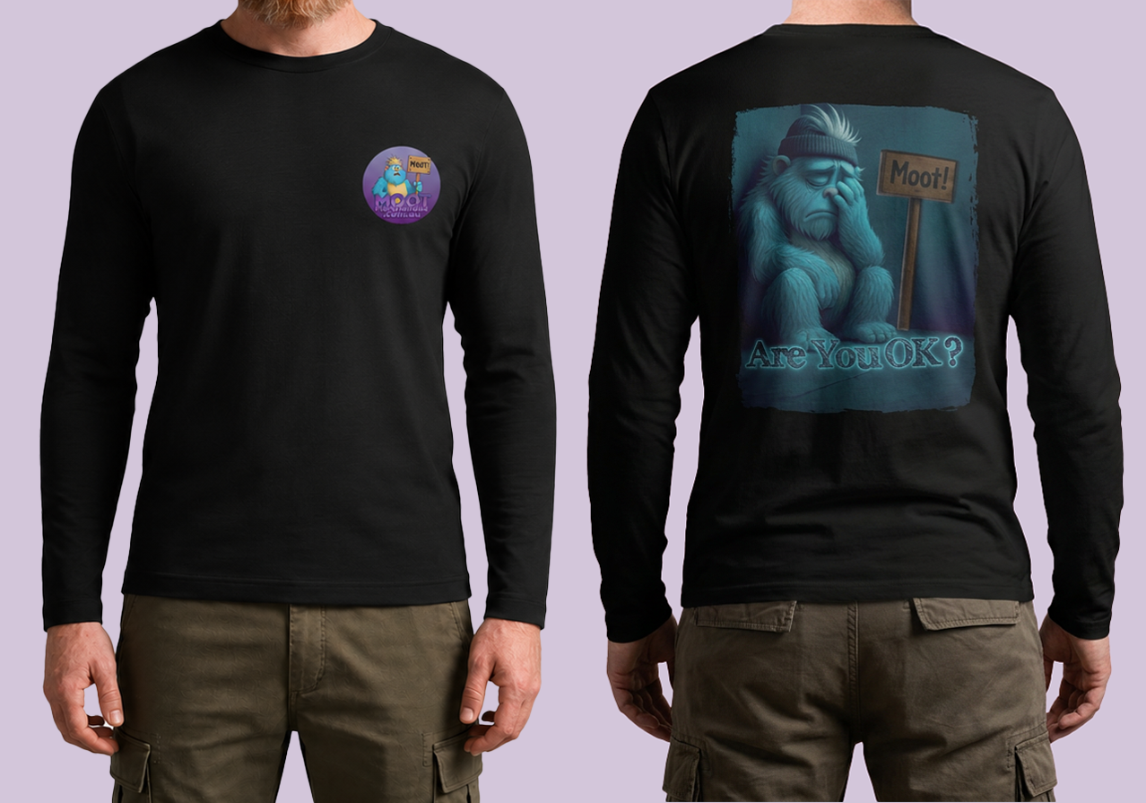 Are You Ok? Moot Long Sleeve Black T-Shirt