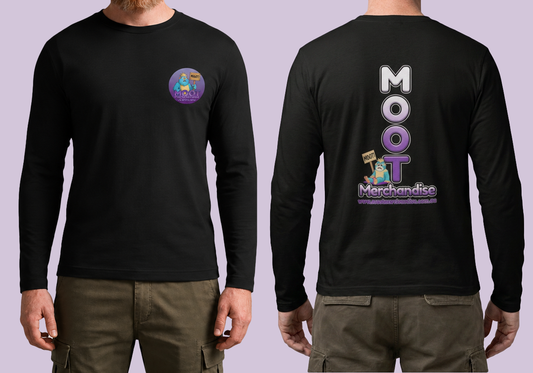 Vertical Moot Logo Long Sleeve Black T-Shirt