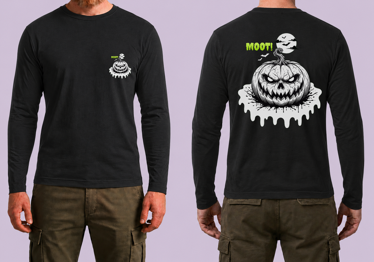 Halloween Pumpkin Moot Long Sleeve Black T-Shirt
