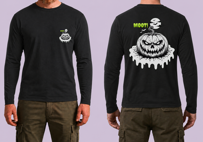 Halloween Pumpkin Moot Long Sleeve Black T-Shirt